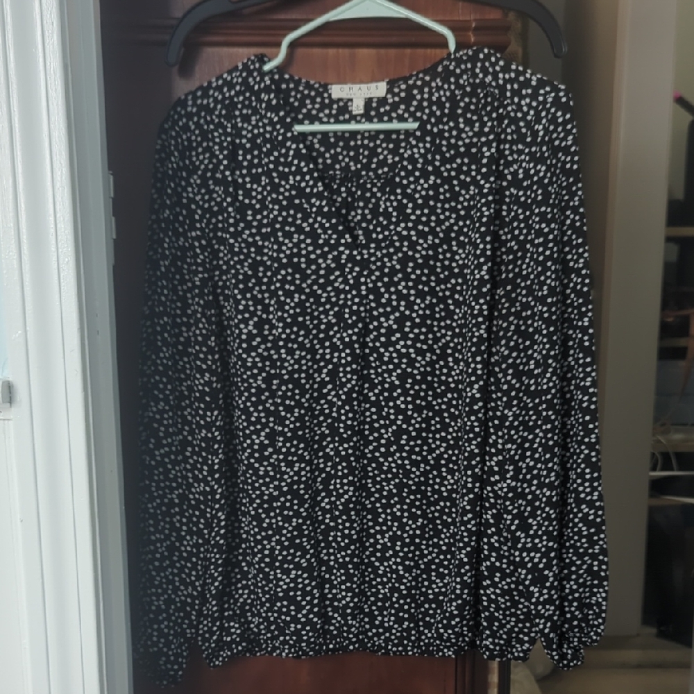 Chaus Black and White Polka Dot Blouse